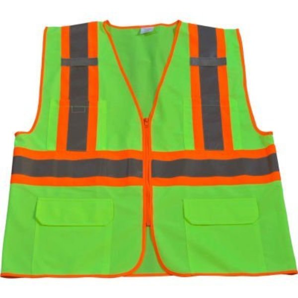 Petra Roc Inc Petra Roc Two Tone DOT Safety Vest, ANSI Class 2, Polyester Solid, Lime/Orange, S/M LV2-CB1-S/M